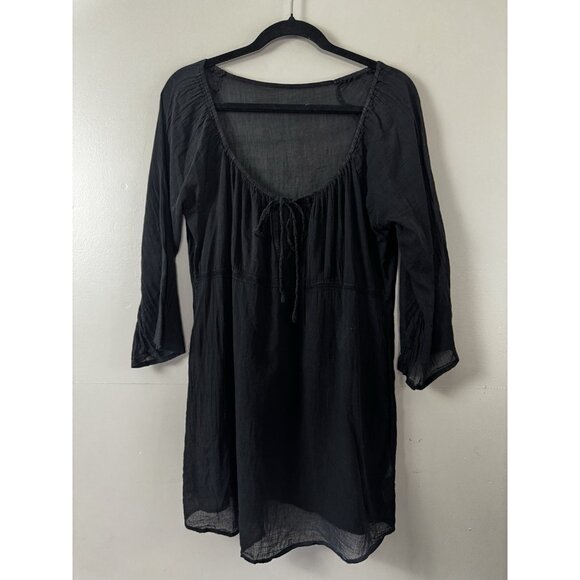 St Bernard Womens L Black Babydoll Sheer Tunic Dress Cover up Whimsigoth Grunge - Picture 2 of 11